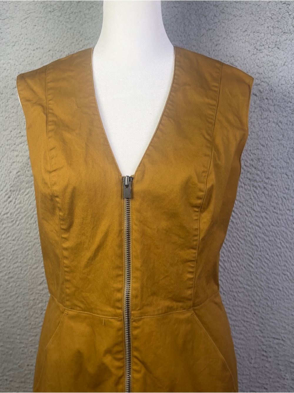 Kate Spade Saturday Dress Womens 8 Brown Tan Front Full Zip Sleeveless Preppy - Picture 2 of 10